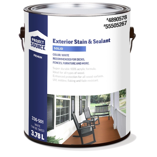 Rona Project Source Premium Solid White Acrylic Exterior Wood Stain And