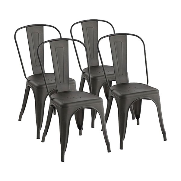 Homy Casa Kricox Gunmetal Grey Contemporary Dining Chairs Set Of