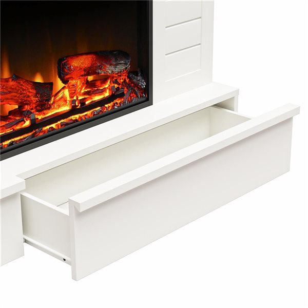 Ameriwood Home Hathaway White Wide Shiplap Mantel With Linear Electric