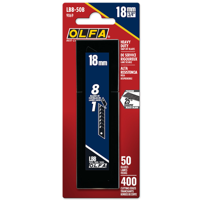 OLFA HD Ultra-Sharp Snap-Blade - LBB - 18 mm - Black - 50-Pack