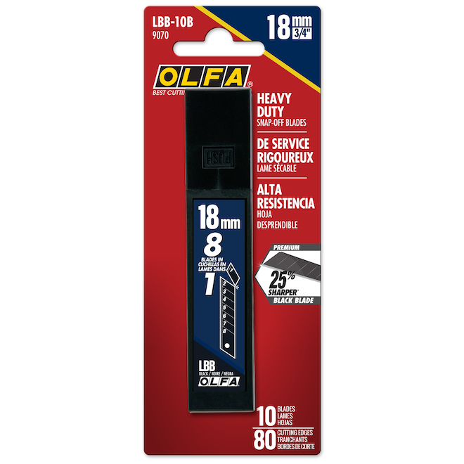 OLFA HD Ultra-Sharp Black Snap-Blade - LBB - 18 mm - 10-Pack