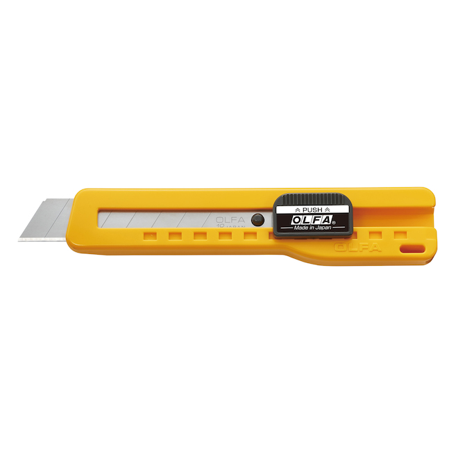 Couteau utilitaire à verrouillage par glissement Olfa, 18 mm, plastique et acier, jaune