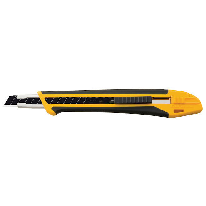 Couteau utilitaire XA-1 d'Olfa avec lame noire UltraSharp, 9 mm, caoutchouc et fibre de verre, noir et jaune