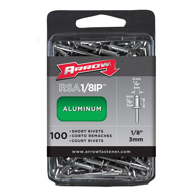 Long Aluminum Rivets - 1/8-in x 1/2-in - 100/Pack