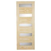 5-Panel Pine French Door 24-in x 80-in x 1 3/8-in - Glass and Natural Pine