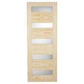 Porte française en pin à 5 panneaux 32 x 80 po - Naturel