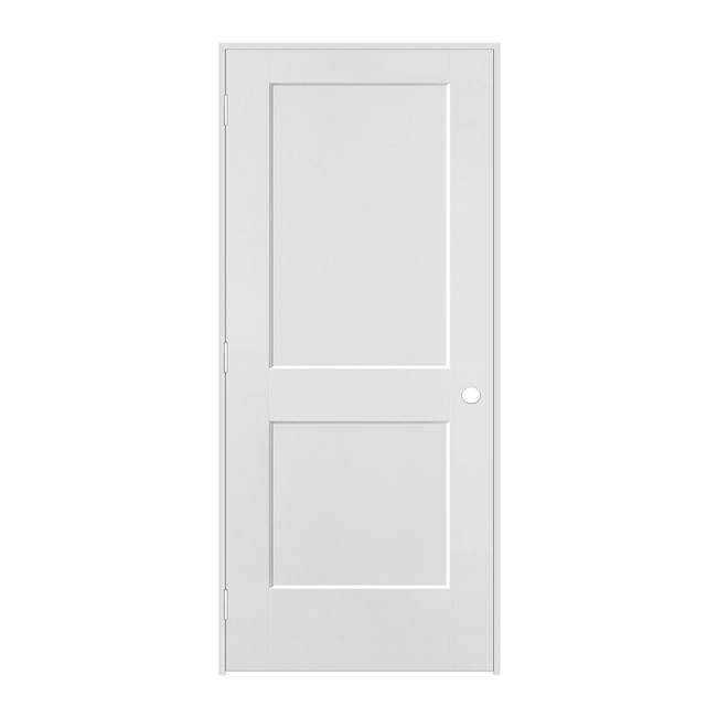 Metrie 36-in x 80-in Righthand Primed 2 Panel Square Smooth Prehung Interior Door with Flat Jamb