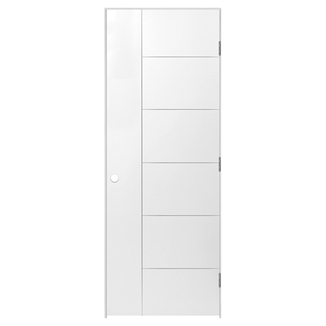 Masonite Berkley Prehung Interior Door - 7-Panel Primed Hardboard - Left-Hand Swing - 30-in W x 80-in H