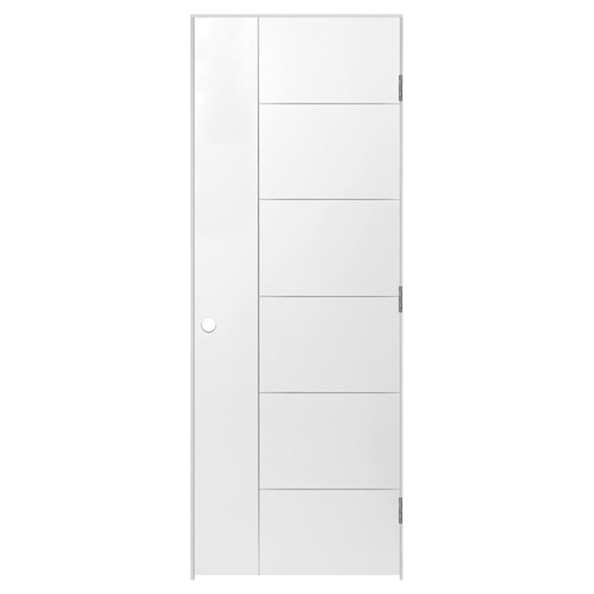 Masonite Berkley Prehung Interior Door - 7-Panel Primed Hardboard - Left-Hand Swing - 36-in W x 80-in H