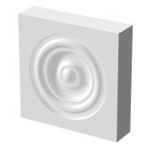 Rosette bois dur apprêtée, 0,625" x 2,5" x 2,5", blanc