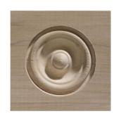 Rosette en bois dur, 13/16" x 3,5" x 3,5", blanc
