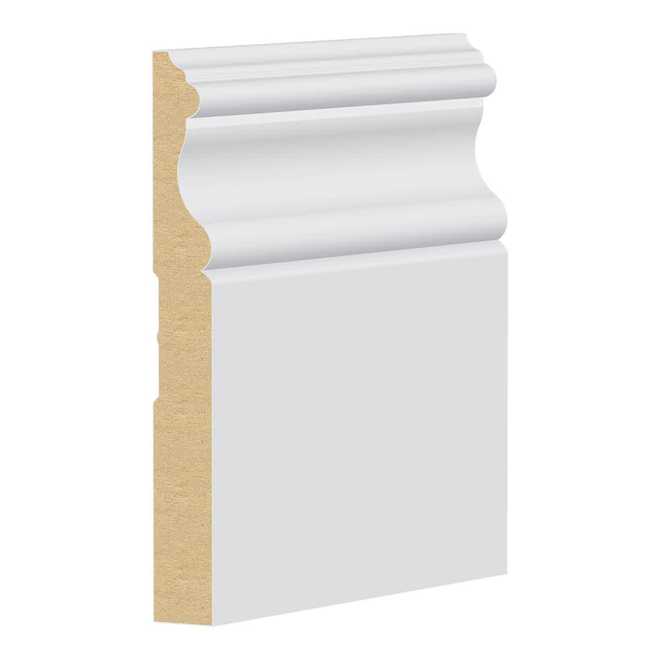 5/8-in x 5-in x 12-ft Primed MDF Baseboard Moulding