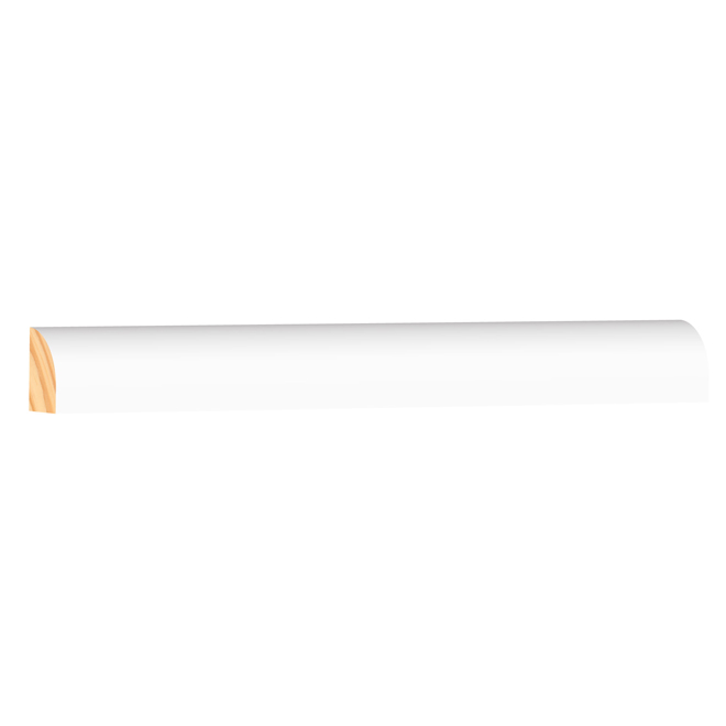 Moulure de sabot de base en MDF peint en blanc polaire 1/2 po x 3/4 po x 12 pi