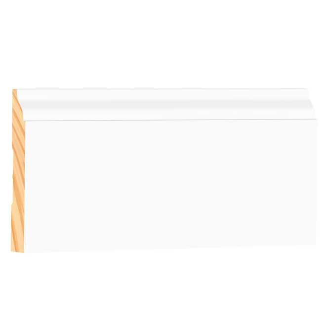 1/2 x 4 x 8-ft Polar White Painted MDF FinTek Baseboard Moulding