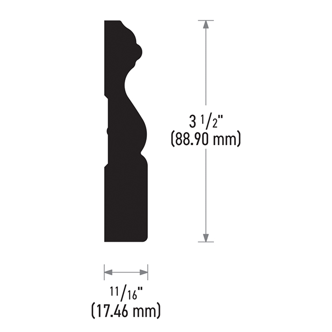 Metrie Primed MDF Casing - 11/16-in x 3 1/2-in x 8-ft