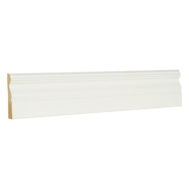 Cadrage colonial en MDF peint en blanc polaire de 11/16 x 3-1/2 x 12 pi