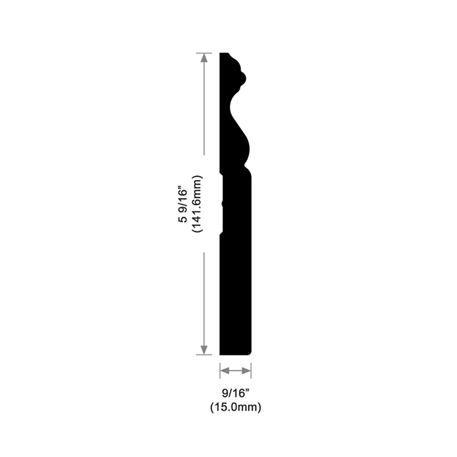 Metrie Primed MDF Baseboard - 9/16-in x 5 9/16-in x 8-ft