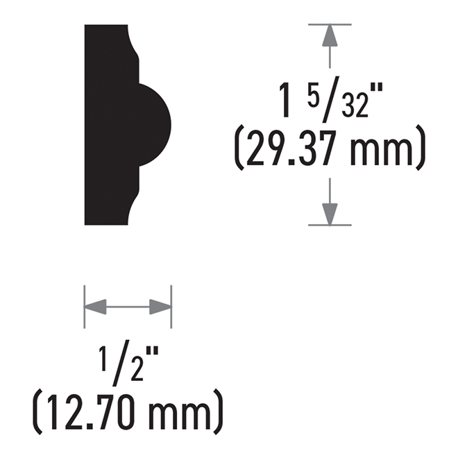 Primed Pine Decorative Moulding - 1/2" x 1 1/8" x 8'