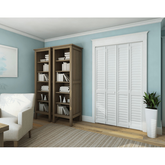 30-in x 80-in Plantation Louvered Primed Bifold Interior Door
