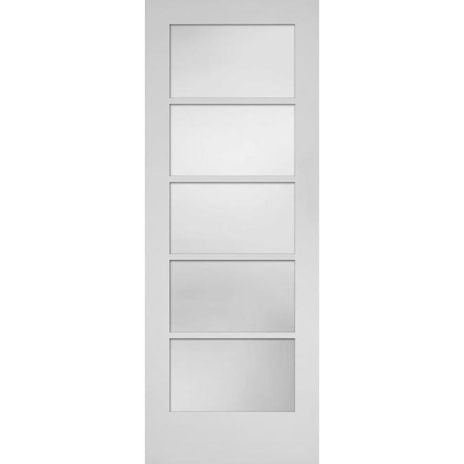 Metrie Shaker Primed Interior Door with 5-Lite White Laminated Glass - 28-in x 80-in