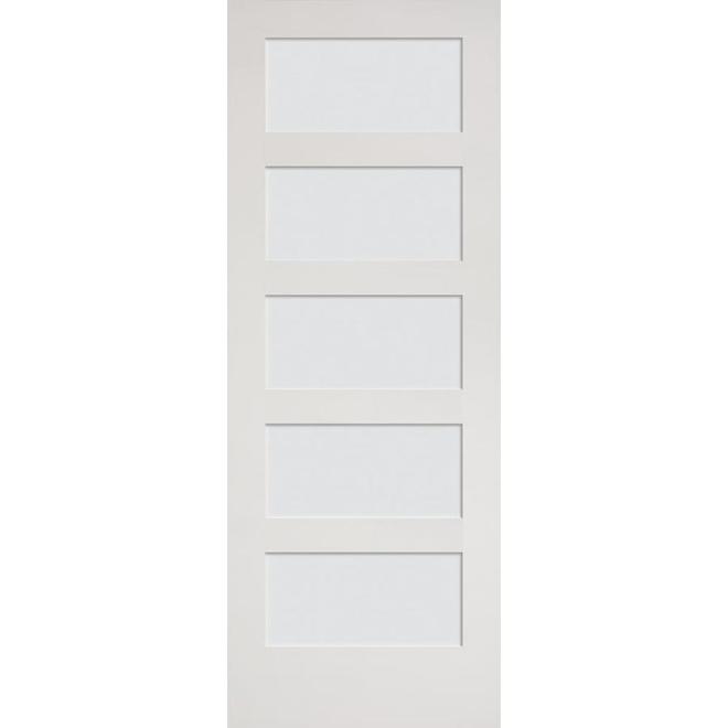 Metrie 5-Panel Glass Door Shaker 32-in x 80-in MDF Primed