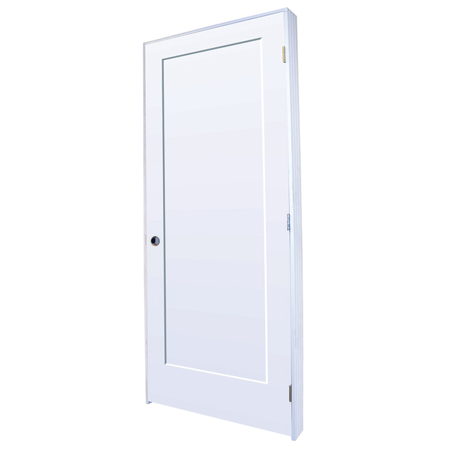 Masonite Lincoln Park 30-in x 80-in x 1 3/8-in White Primed MDF Pre-Hung Left-Hand Panel Door