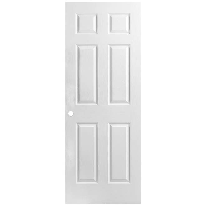 METRIE 30-in x 80-in 6-Panel Textured Primed Pre-Machined Interior Door ...