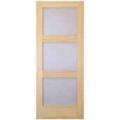 Metrie French Door - 3-Panel Frosted Glass - Natural Pine - 32-in W x 80-in H