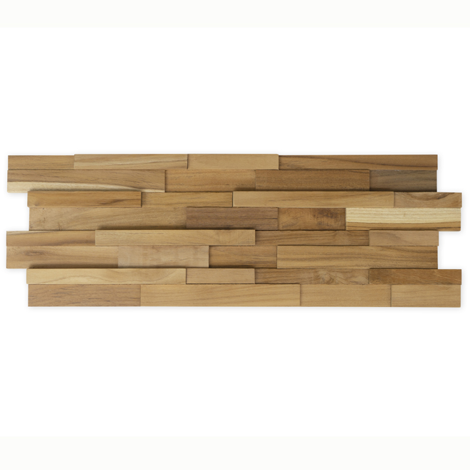 Panneau mural teck 3D par Metrie, bois souple, fini naturel, 23/32 po x 8 1/16 po, couvre 12,59 pi²