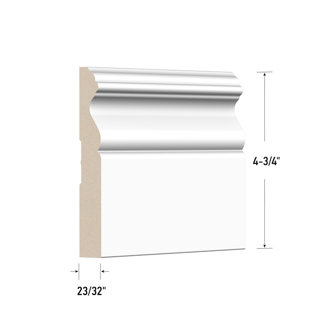 Metrie 4.75-in x 8-ft White Primed MDF Baseboard