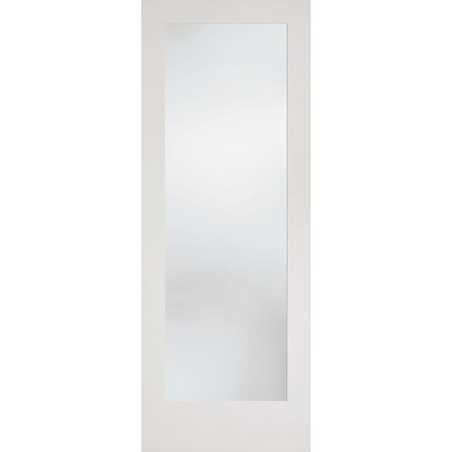 Porte intérieure apprêtée avec 1 verre laminé blanc Shaker Metrie en MDF, 30 po x 80 po