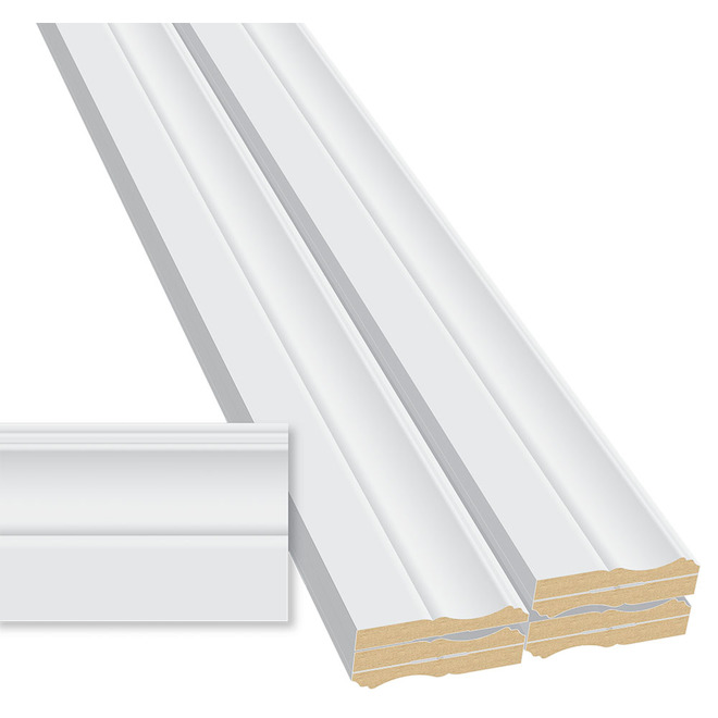 Metrie Primed MDF Baseboard 15/32-in x 3 1/4-in x 10-ft