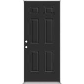 Metrie Exterior Steel Door with 6 Panels Righthand Swing 36 x 80-in - Black