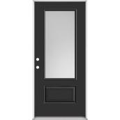 Metrie Exterior Steel Door with 3/4 Lite Righthand Swing 32 x 80-in - Black