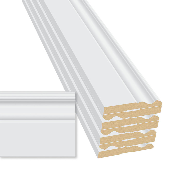 Metrie Primed MDF Baseboard 23/32-in x 4 3/4-in x 10-ft - Pack of 8