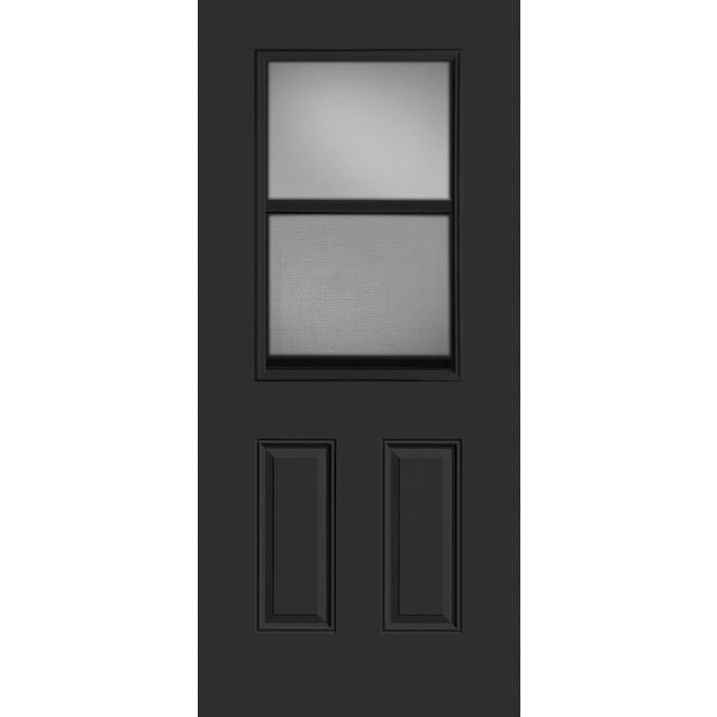 Metrie Exterior Steel Door with 2 Panels and Window Lefthand Swing 36 x 80-in - Black