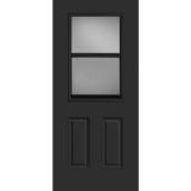 Metrie Exterior Steel Door with 2 Panels and Window Righthand Swing 36 x 80-in - Black