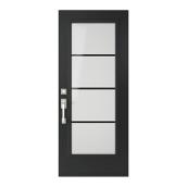Metrie Exterior Steel Door with 4 Lites Lefthand Swing 36 x 80-in - Black