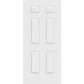 Porte d'extérieur Metrie en fibre de verre à 6 panneaux ouverture vers la gauche 36 x 80 po, blanc
