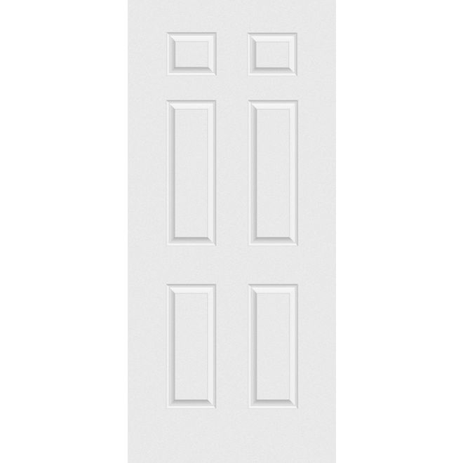 Metrie Exterior Fiberglass Door with 6 Panels Righthand Swing 36 x 80-in - White