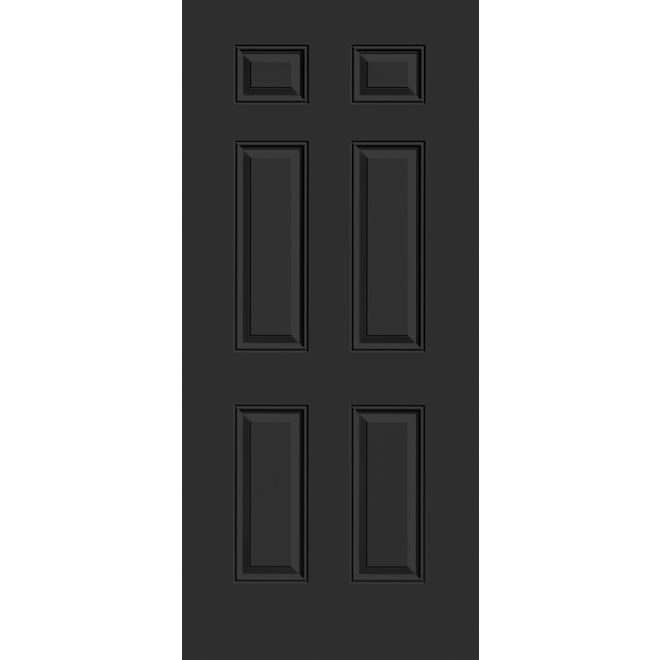 Metrie Exterior Steel Door with 6 Panels Righthand Swing 34 x 80-in - Black