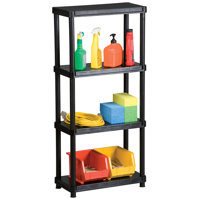 GSC Technologies Organize-it 52.25-in H x 24-in L x 12-in W Black Resin 4-Level Shelving Unit