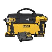 DeWalt 2-Tool Combo Kit with Batteries and Charger - 3 LED Light Ring - Variable Speed - Quick Change