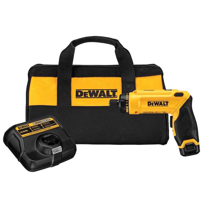 DeWalt 8-Volt Max 1/4-in Cordless Screwdriver Kit with Battery and Charger - 4-Amp Motor - Variable Speed