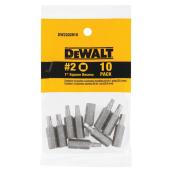 DEWALT Impact Ready Steel Square Screwdriver Bits - 1/4-in Hex Shank - #2 1-in - Pack of 10