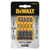 DEWALT Impact Ready Steel Square Screwdriver Bits - 1/4-in Hex Shank - #2 2-in - Pack of 5