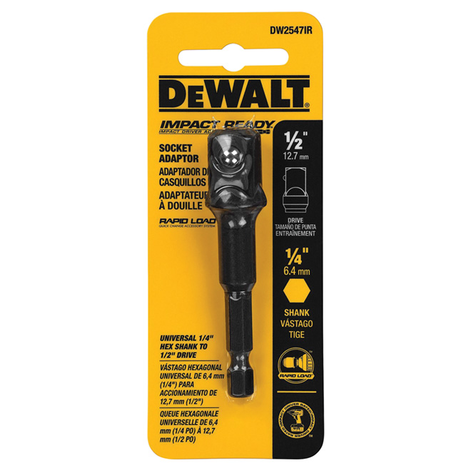 Dewalt Impact Ready Standard Socket Adapter 1/2-in Dia Hex-Drive  Black Oxide DW2547IR RONA