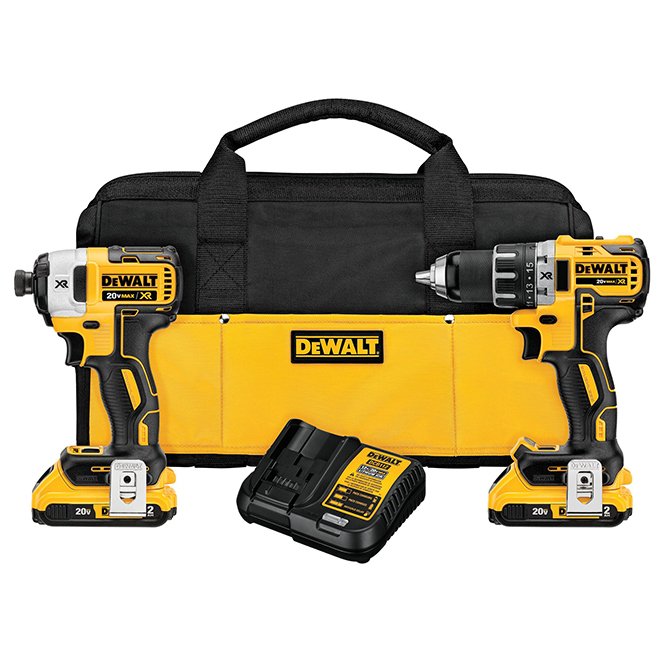 DeWalt Drill and Impact Driver Combo Kit with Batteries and Charger - 3-Mode LED Light - Brushless Motor