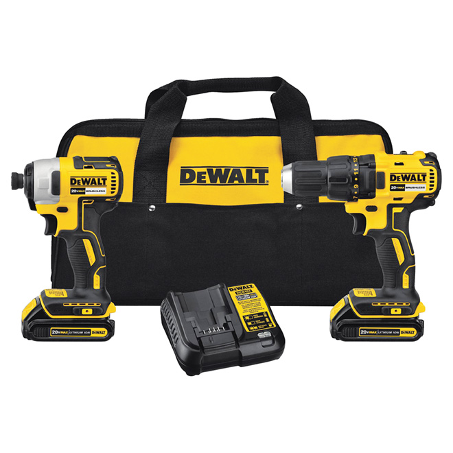 DeWalt 20-volt Max Cordless 2-Tool Combo Kit with Batteries and Charger - Brushless Motor - LED Light - Quick Change