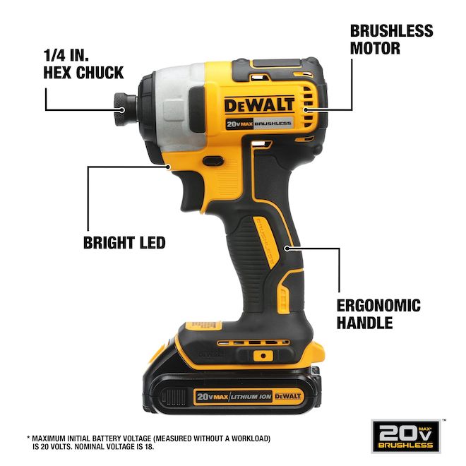 DEWALT 20-volt Max Cordless 2-Tool Combo Kit with Batteries and Charger - Brushless Motor - LED Light - Quick Change